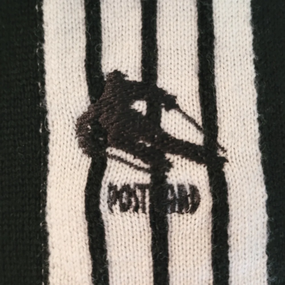 Black & White Striped Long Knit Ski Racing Winter Scarf